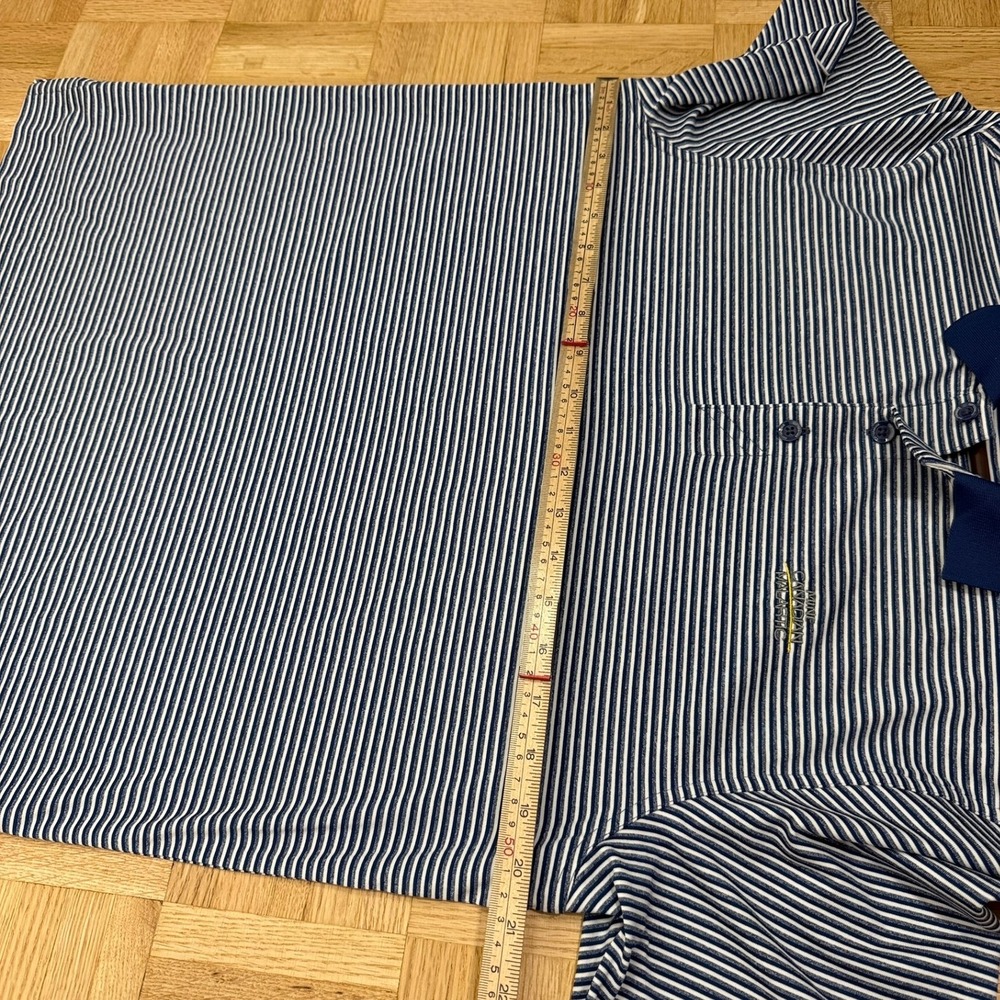 Cutter & Buck Mens Blue White Striped Polo Shirt Small Canadian Malartic - Picture 12 of 12